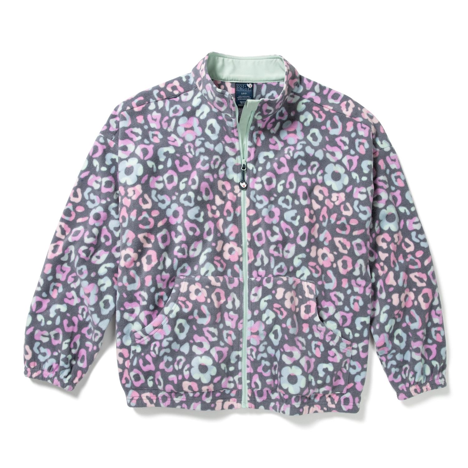 Zoe &amp; Chloe Boxy Fit Printed Fleece Jacket, Size: Sm, Pattern: Catwalk