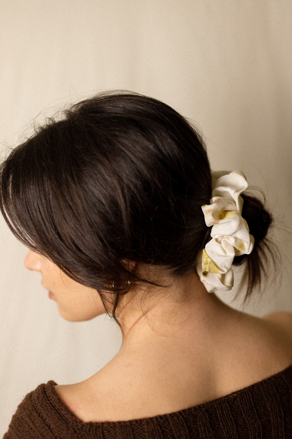 Midi eco print silk scrunchie