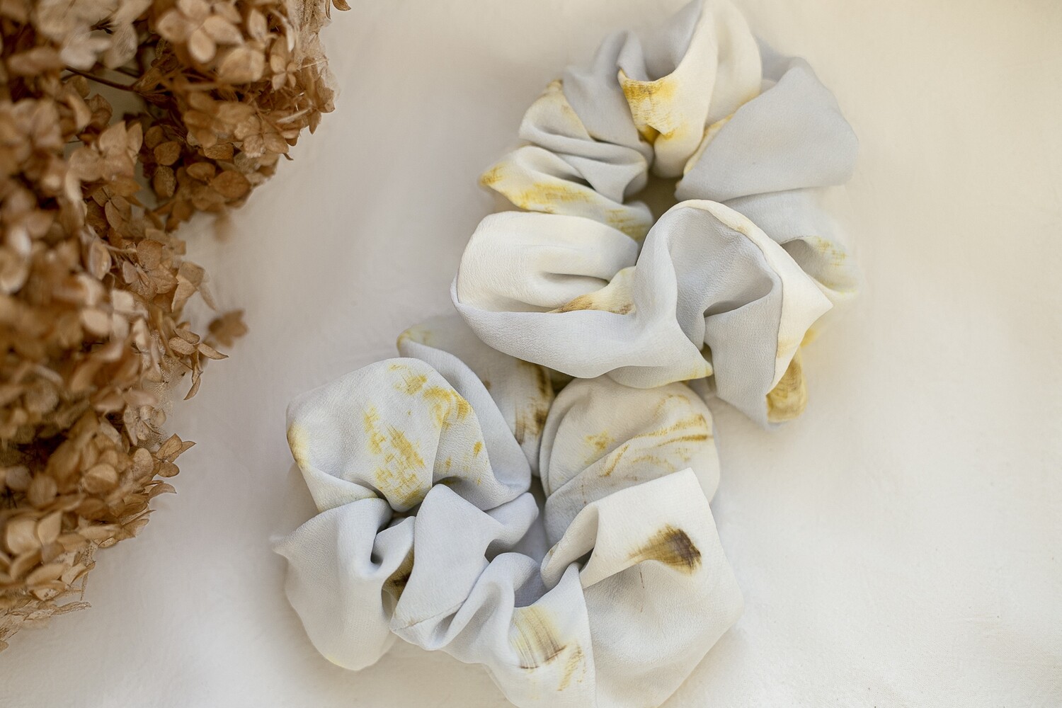 Midi eco print silk scrunchie