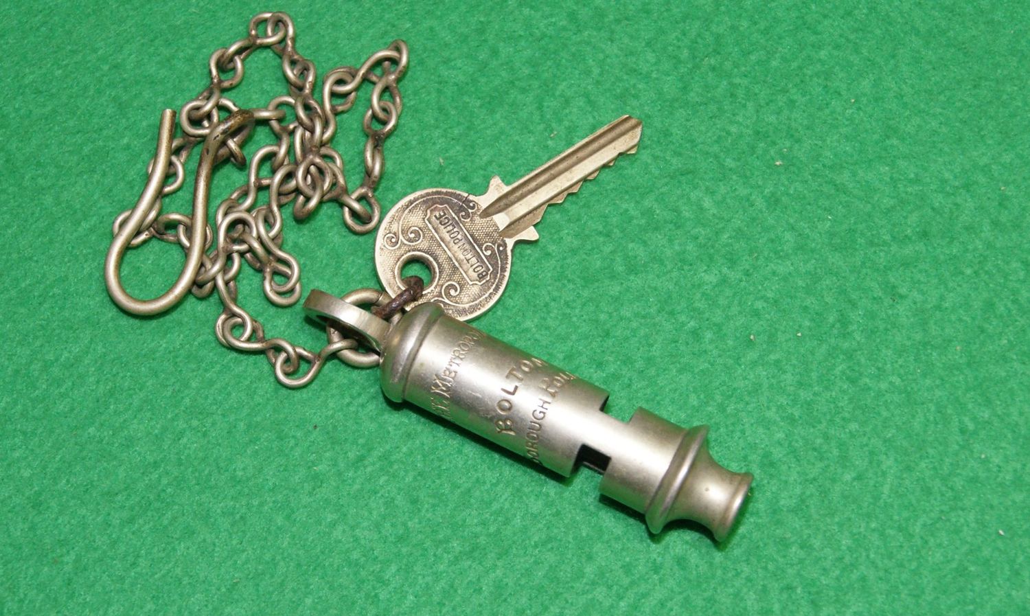 ​Bolton Borough Police Whistle & Key c1920s