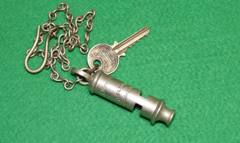​Bolton Borough Police Whistle & Key c1920s
