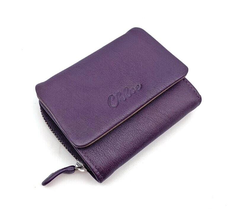 MINI BILLETERA MUJER CHLOE MyWallets VIOLETA CARTERA DE PIEL PEQUEÑA LILA 