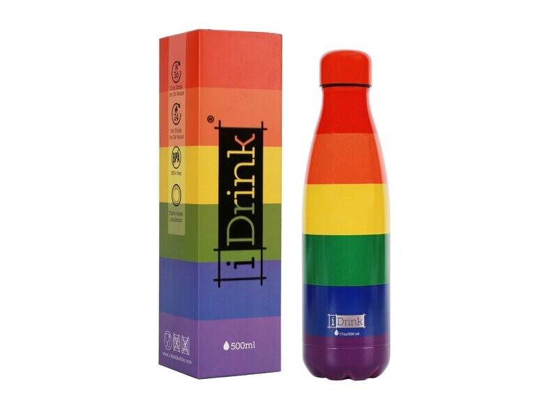 BOTELLA TÉRMICA ARCOIRIS I DRINK 500ml acero inoxidable BANDERA ORGULLO 