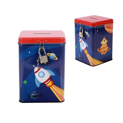 HUCHA INFANTIL con llave y candado ESPACIO Nave espacial I TOTAL 