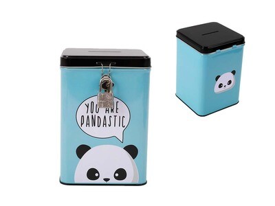 HUCHA METAL PANDA con llave y candado I TOTAL oso panda 