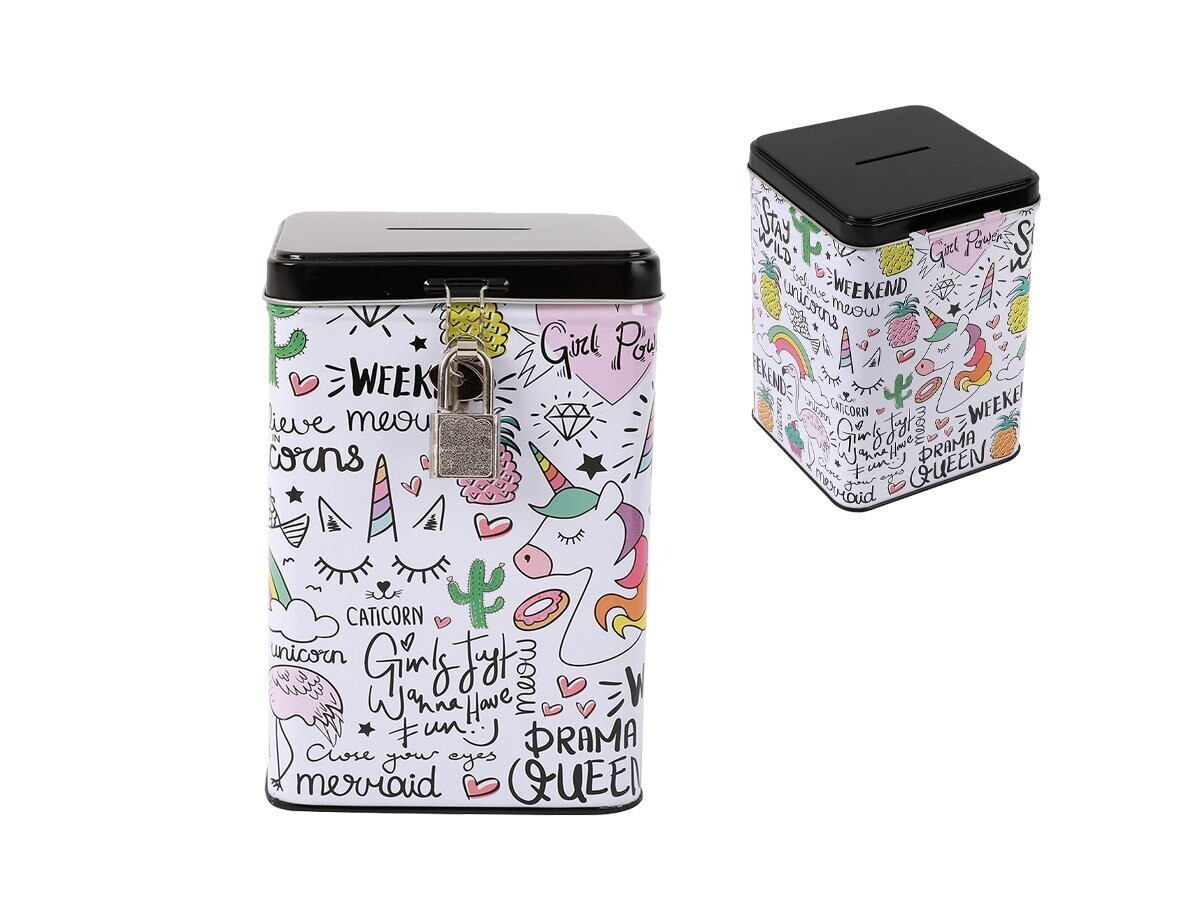HUCHA METAL UNICORNIO I TOTAL con llave y candado 
