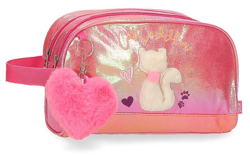 NECESER ENSO GATO 2 cremalleras bolsa de aseo con pom pon 