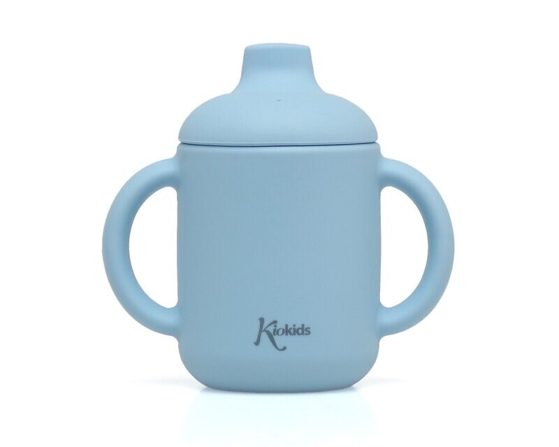 TAZA APRENDIZAJE BEBÉ SILICONA KIOKIDS azul vaso aprendizaje 