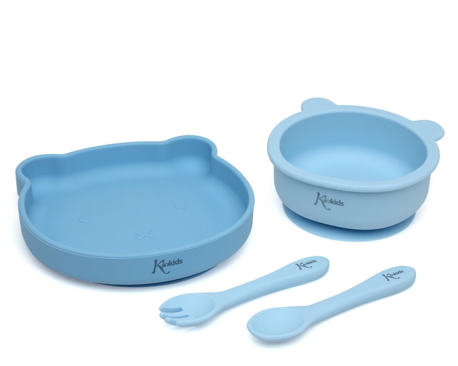 VAJILLA BEBÉ SILICONA KIOKIDS azul 
