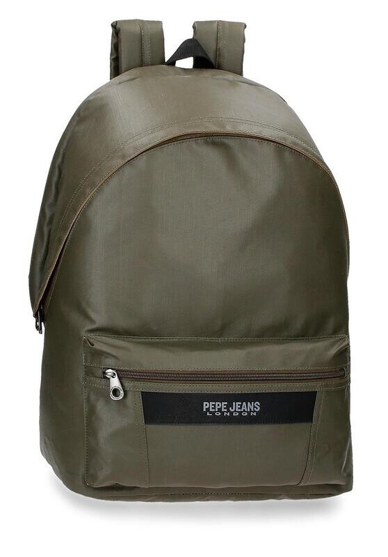 REBAJAS OUTLET MOCHILA LISA PEPE JEANS KAKI doble cremallera tamaño carpeta 