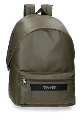 MOCHILA  LISA PEPE JEANS KAKI doble cremallera tamaño carpeta 