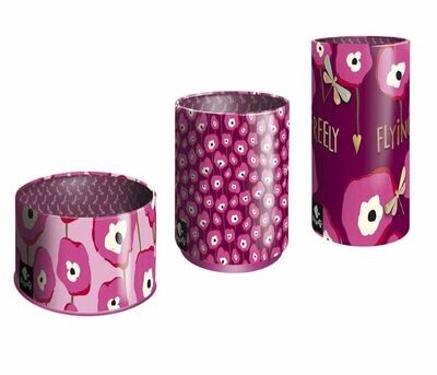 SET TRES CUBILETES FLORES Busquets rosa