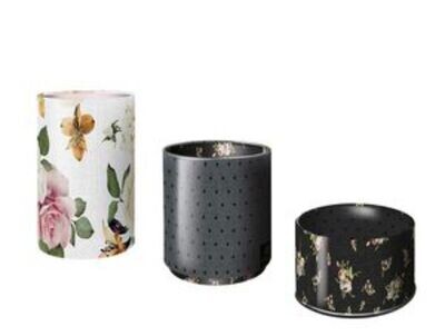 SET TRES CUBILETES FLORES Busquets negro 
