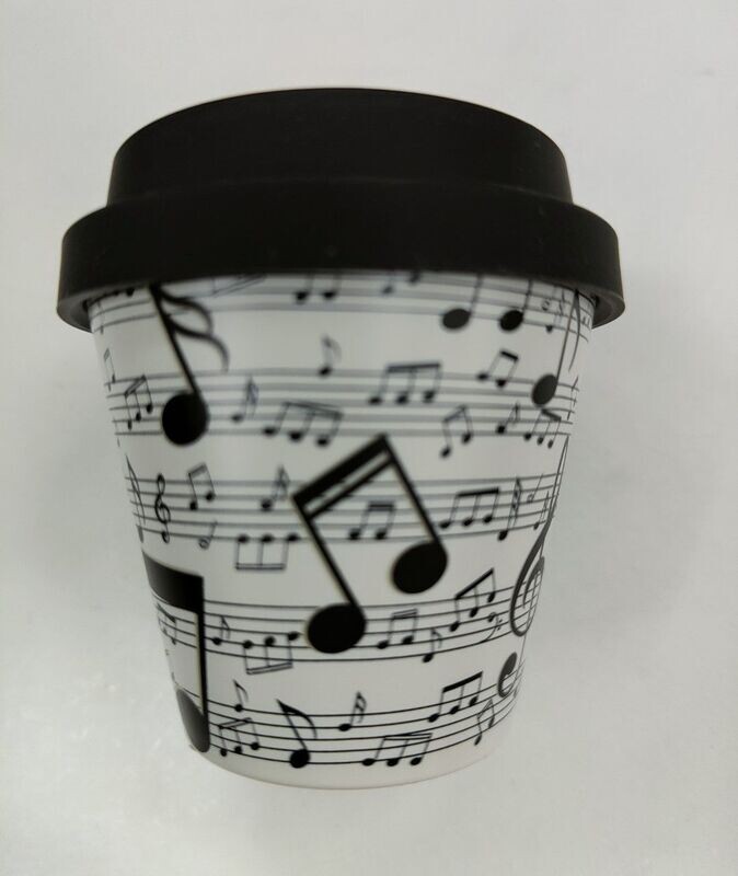 VASO MINI MÚSICA I DRINK 90ml TAZA con tapa BAMBÚ NOTAS MUSICALES 