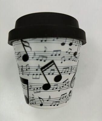 VASO MINI MÚSICA I DRINK 90ml TAZA con tapa BAMBÚ NOTAS MUSICALES 
