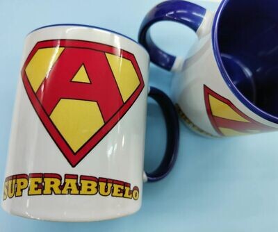 TAZA ABUELO súper abuelo interior azul 