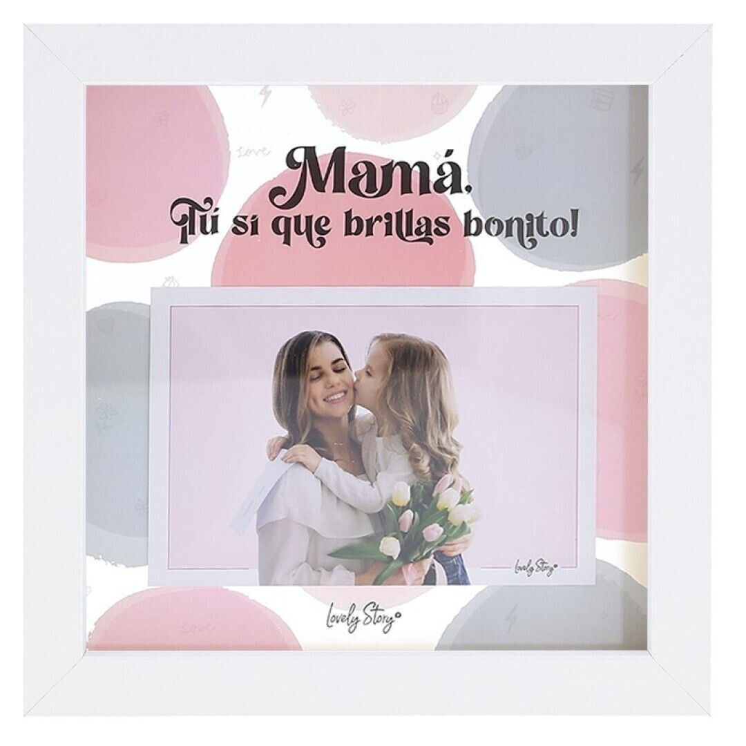 MARCO FOTOS  MADRE madera blanco MAMÁ TÚ SI QUE BRILLAS BONITO LOVELY STORY 