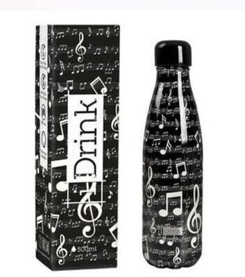 BOTELLA TÉRMICA MÚSICA I DRINK notas musicales acero inoxidable 