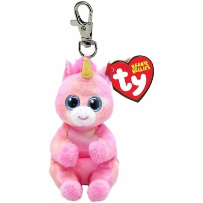 LLAVERO TY  PELUCHE UNICORNIO BELLIES rosa