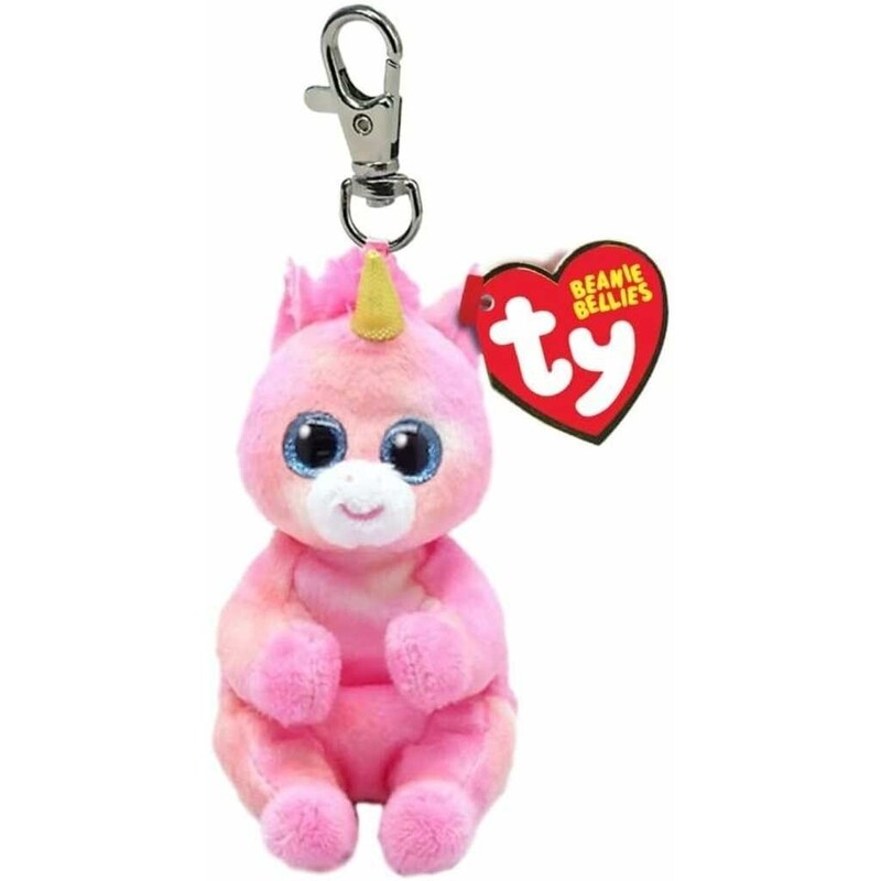 LLAVERO TY  PELUCHE UNICORNIO BELLIES rosa