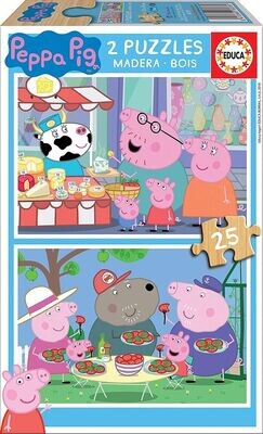 JUGUETE PUZZLE EDUCA PEPPA PIG MADERA 2 x 25 piezas juguetes