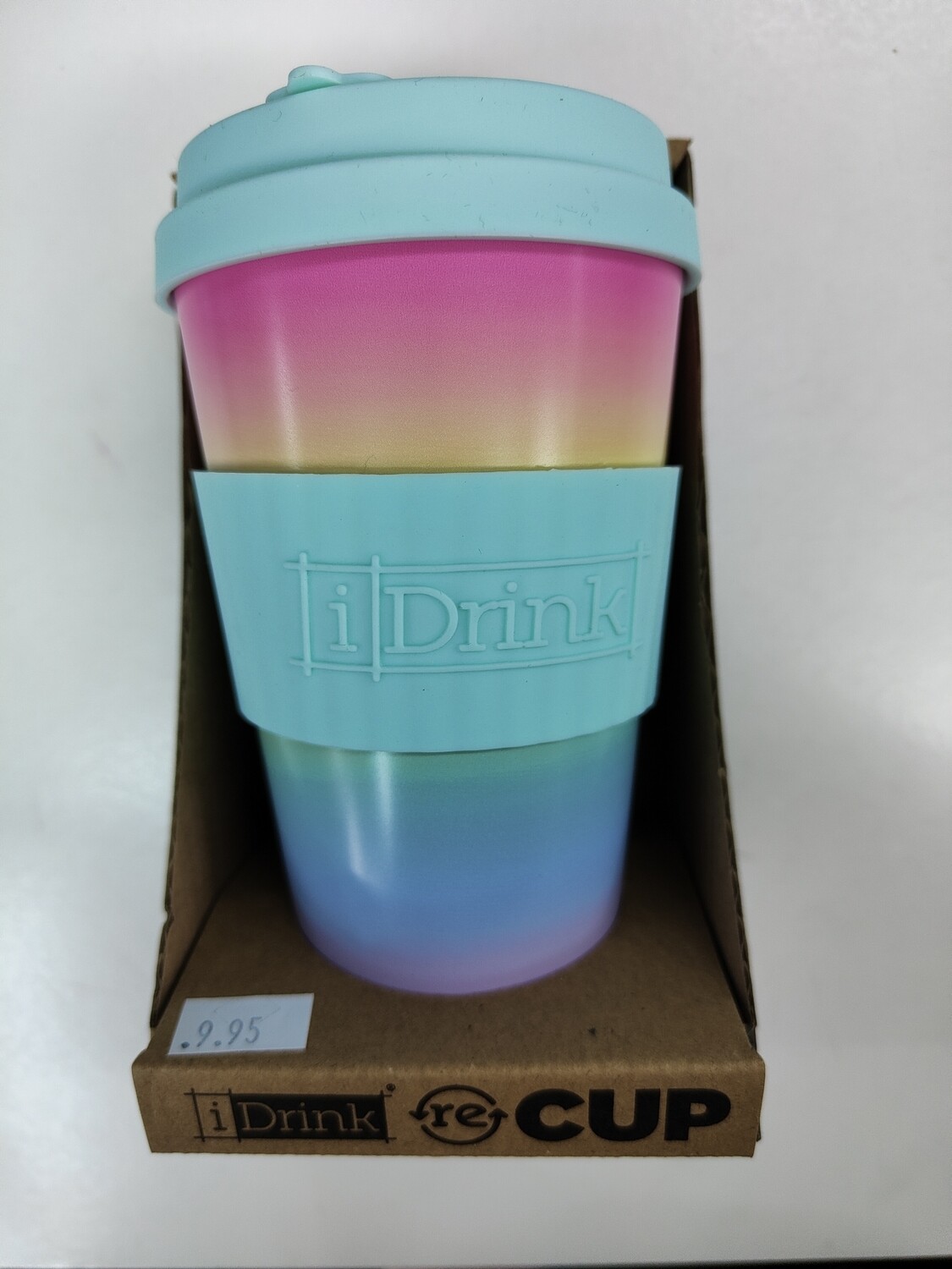 TAZA BAMBÚ ARCOIRIS I DRINK VASO 435ml  CON TAPA 