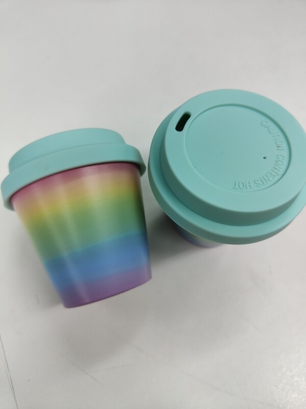 TAZA BAMBÚ ARCOIRIS I DRINK VASO 90ml con tapa 