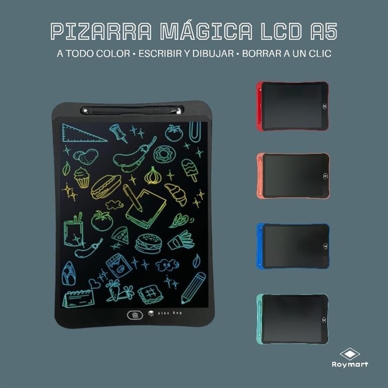 PIZARRA MÁGICA LCD A5 COLOR, 5 COLORES 