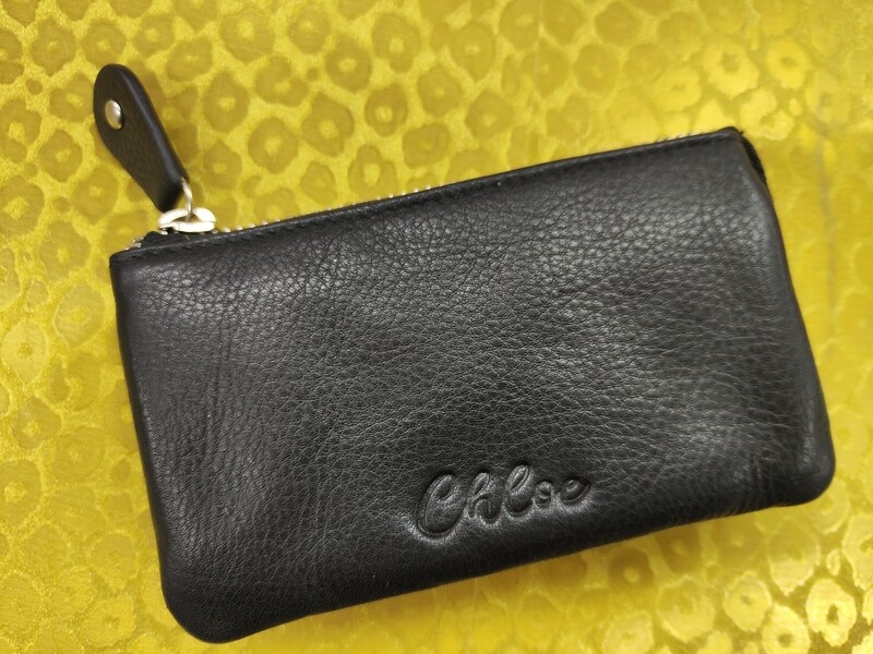 MONEDERO TRIPLE CHLOE PIEL NEGRO portamonedas MyWallets Cremallera 