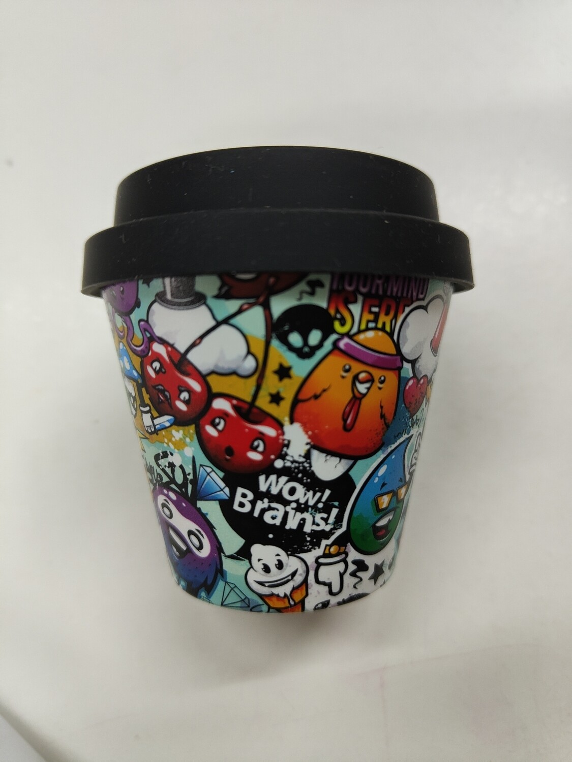 TAZA BAMBÚ MINI GRAFITI I DRINK vaso 90ml con tapa 