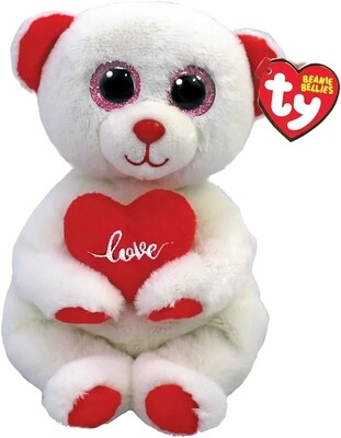 PELUCHE TY OSO CON CORAZÓN BEANIE BELLIES DESI 15cm San Valentín Romántico Enamorados 