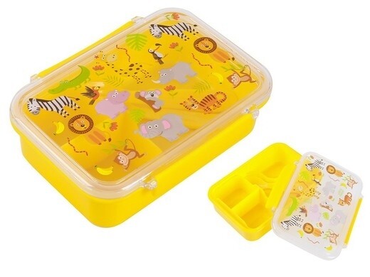 FIAMBRERA I DRINK ANIMALES INFANTIL LUNCH BOX porta alimentos con separador y cubiertos 