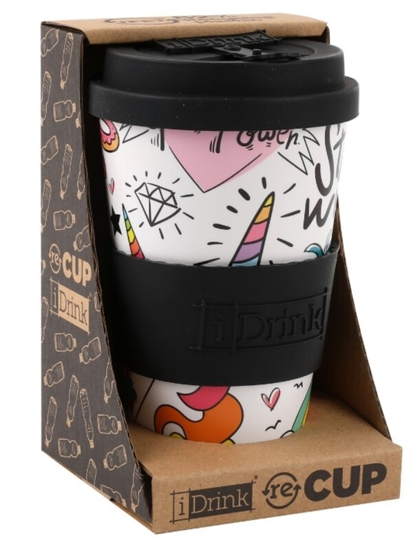 TAZA BAMBÚ UNICORNIO I DRINK vaso 435ml con tapa
