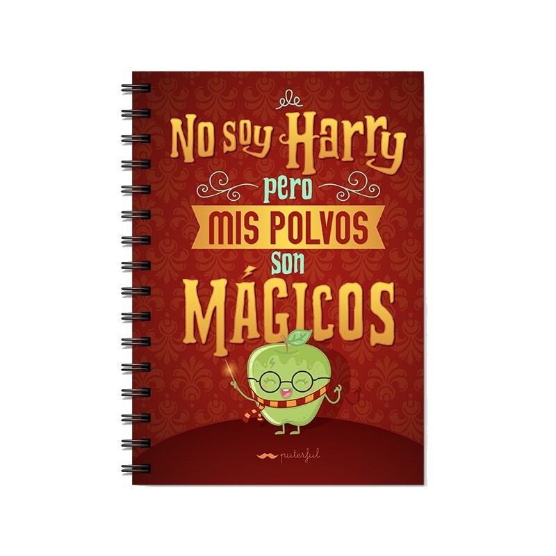 CUADERNO A5 FRASES DIVERTIDAS NO SOY HARRY PERO MIS POLVOS SON MÁGICOS libreta molona