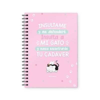 CUADERNO LIBRETA A 5 GATO FRASE DIVERTIDA 