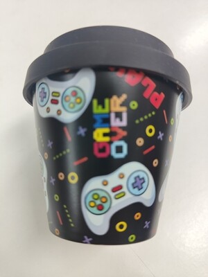 VASO MINI LET'S PLAY BAMBÚ REUTILIZABLE GAMER PLAY I DRINK 90ml TAZA DE VIAJE CON TAPA 