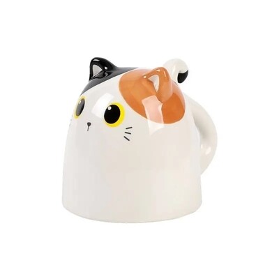 TAZA GATO invertido al revés CATS I TOTAL UP & DOWN Orange Cat MUG naranja divertida 