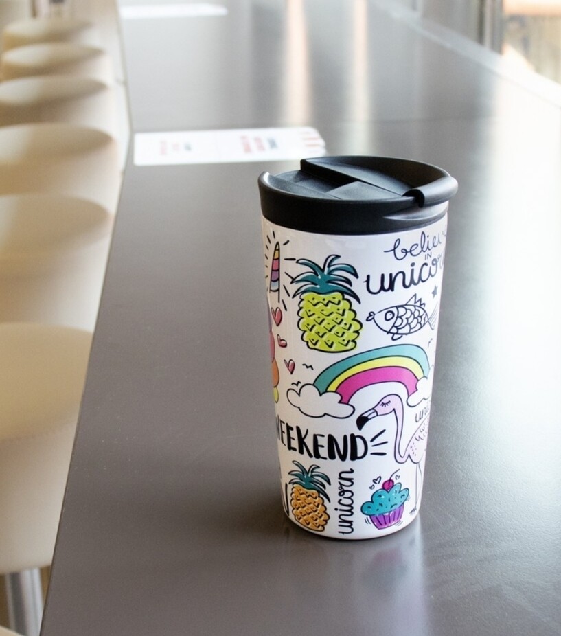 TAZA TÉRMICA UNICORNIO VASO 260ml HERMÉTICO Y TÉRMICO CON TAPA 