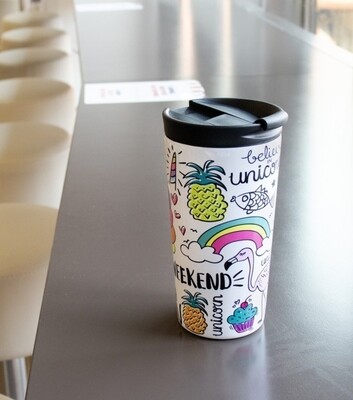 TAZA TÉRMICA UNICORNIO VASO 260ml HERMÉTICO Y TÉRMICO CON TAPA 