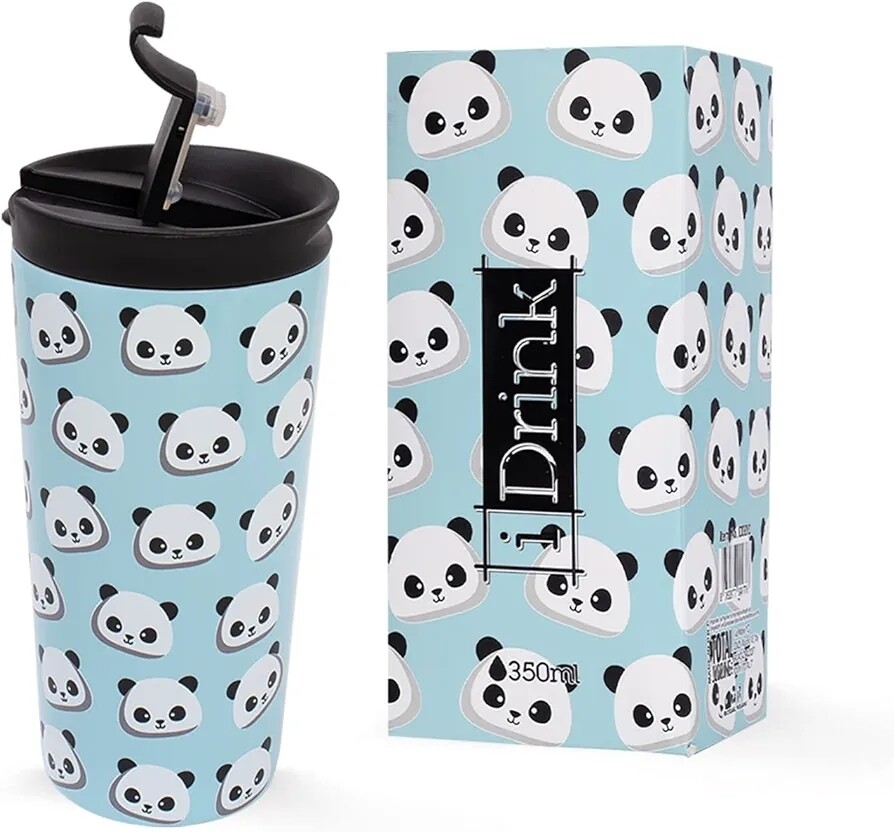 TAZA TÉRMICA PANDA I DRINK 350 ml VASO TÉRMICO ACERO INOXIDABLE oso panda 