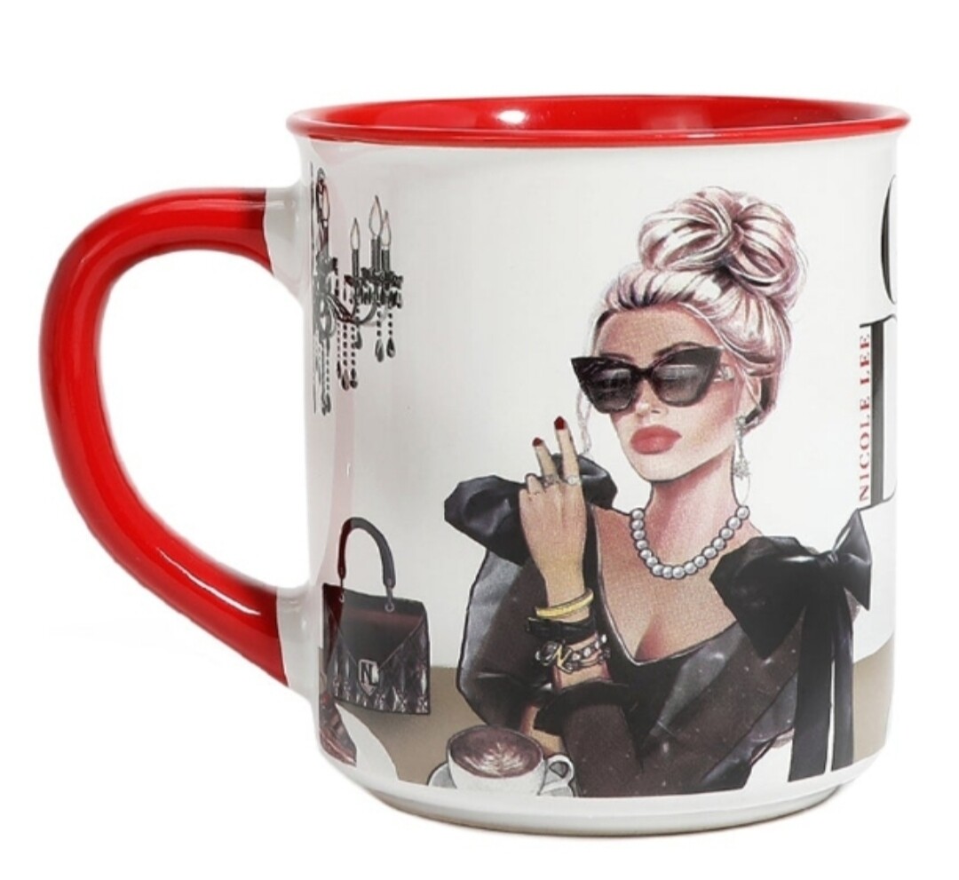 TAZA NICOLE LEE HOLLYWOOD MUG CUP CERÁMICA LADY IN BLACK