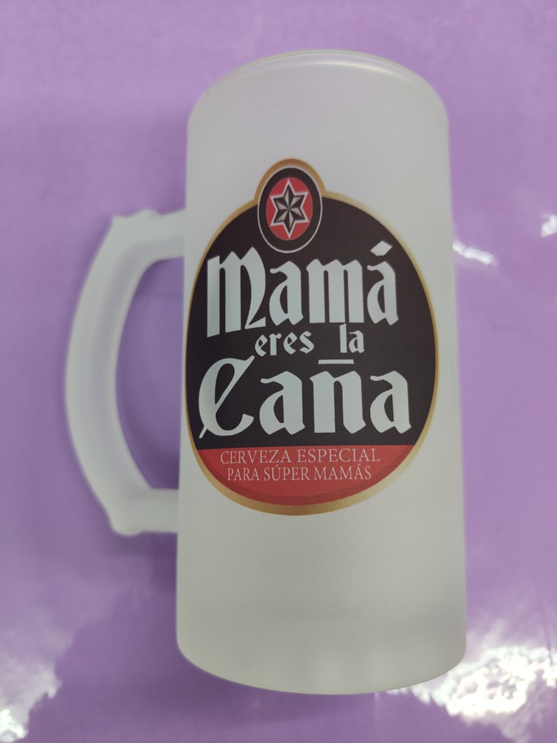 JARRA CERVEZA CRISTAL MAMÁ ERES LA CAÑA día de la madre 