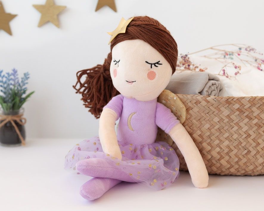 MUÑECA TRAPO HADA KIOKIDS HADA PELUCHE 40CM MORADO 