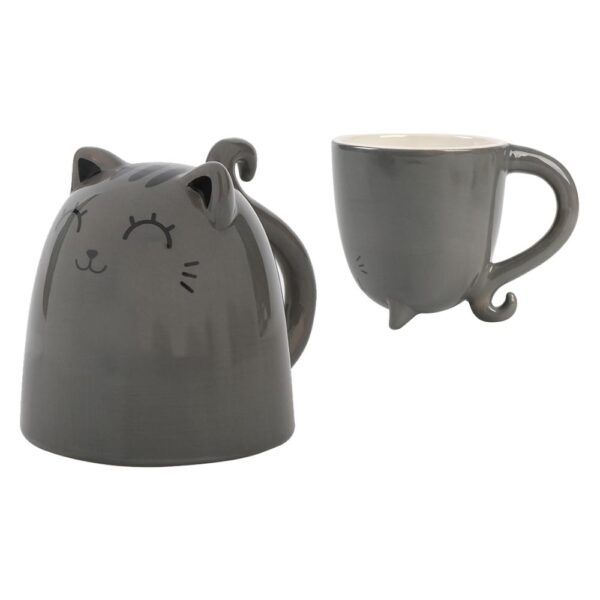 TAZA GATO GRIS INVERTIDO AL REVÉS I TOTAL UP & DOWN  CAT MUG invertida 