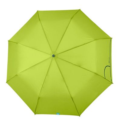PARAGUAS PLEGABLE LISO VERDE PERLETTI AUTOMÁTICO ABRE Y CIERRA mango color naranja 
