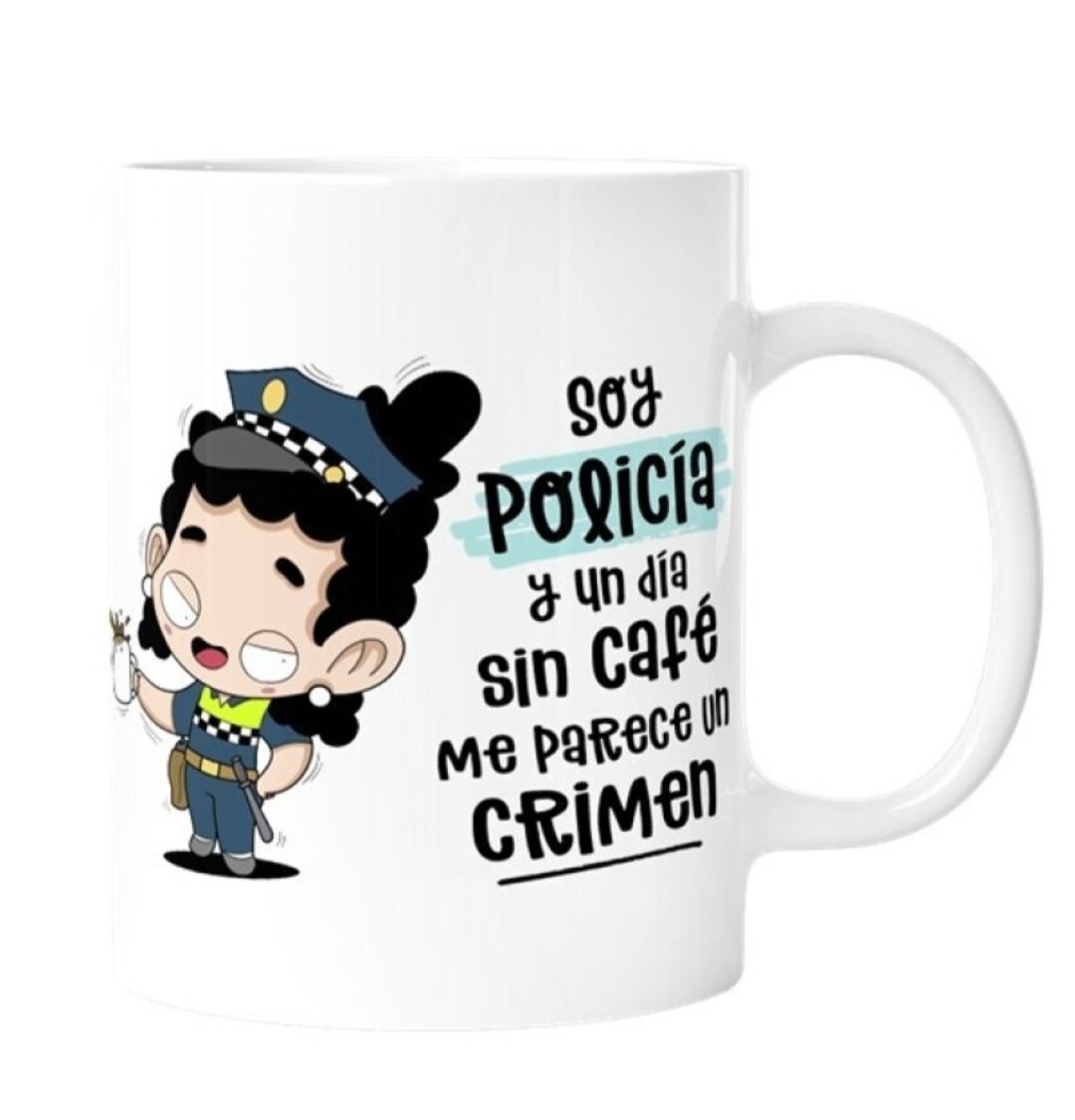 TAZA OFICIOS POLICÍA MUJER MOLONA Y DIVERTIDA MALASAÑA 