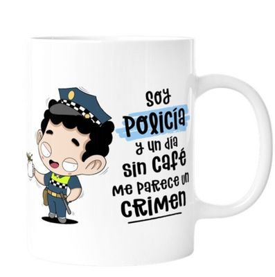 TAZA OFICIOS POLICÍA HOMBRE MOLONA Y DIVERTIDA MALASAÑA PROFESIONES 