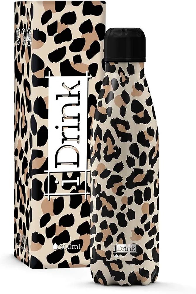 BOTELLA TÉRMICA LEOPARDO I DRINK 500 ML ACERO INOXIDABLE 