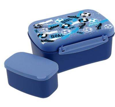 FIAMBRERA LUNCH BOX FUTBOL HERMÉTICA Y CON PLACA REFRIGERANTE TUPPER CON CAJITA Aurea con enfriador 