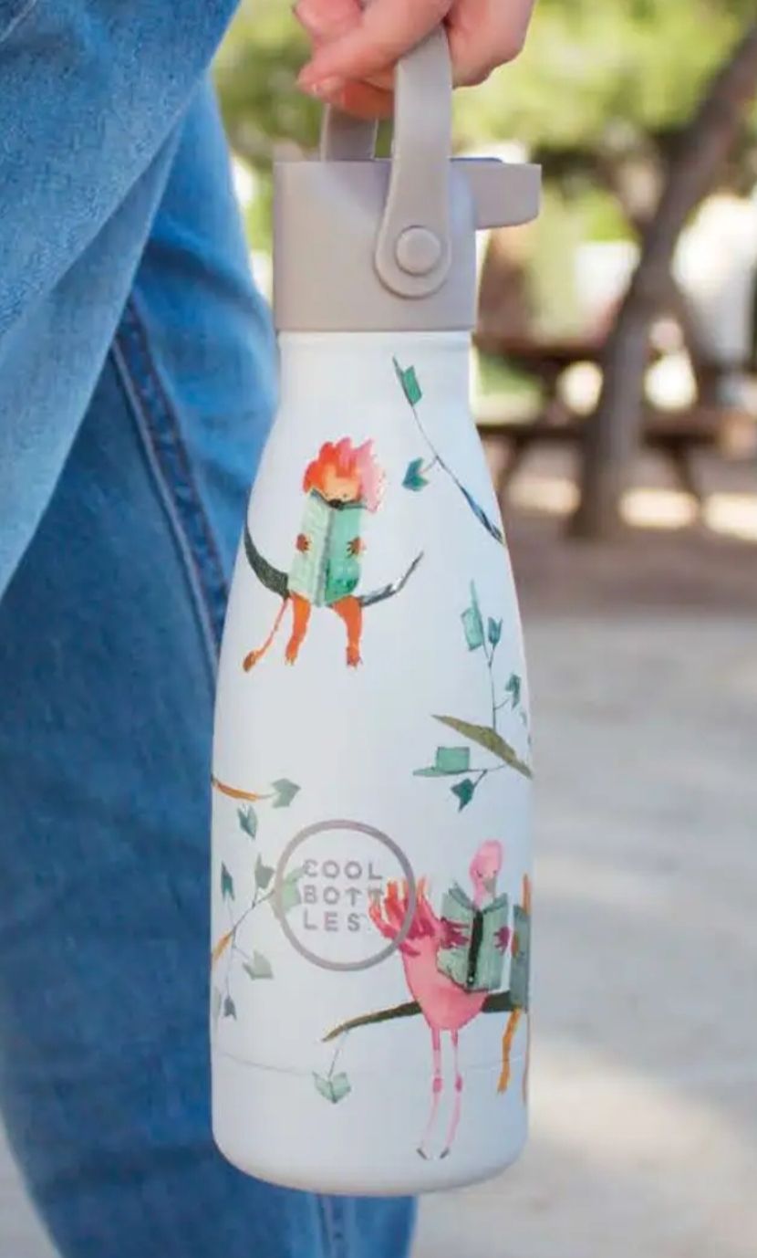 BOTELLA TÉRMICA COOL BOTTLES LECTURA LIBROS 260ML KIDS READING BUDDIES ACERO INOXIDABLE CON TAPÓN Y PITORRO 
